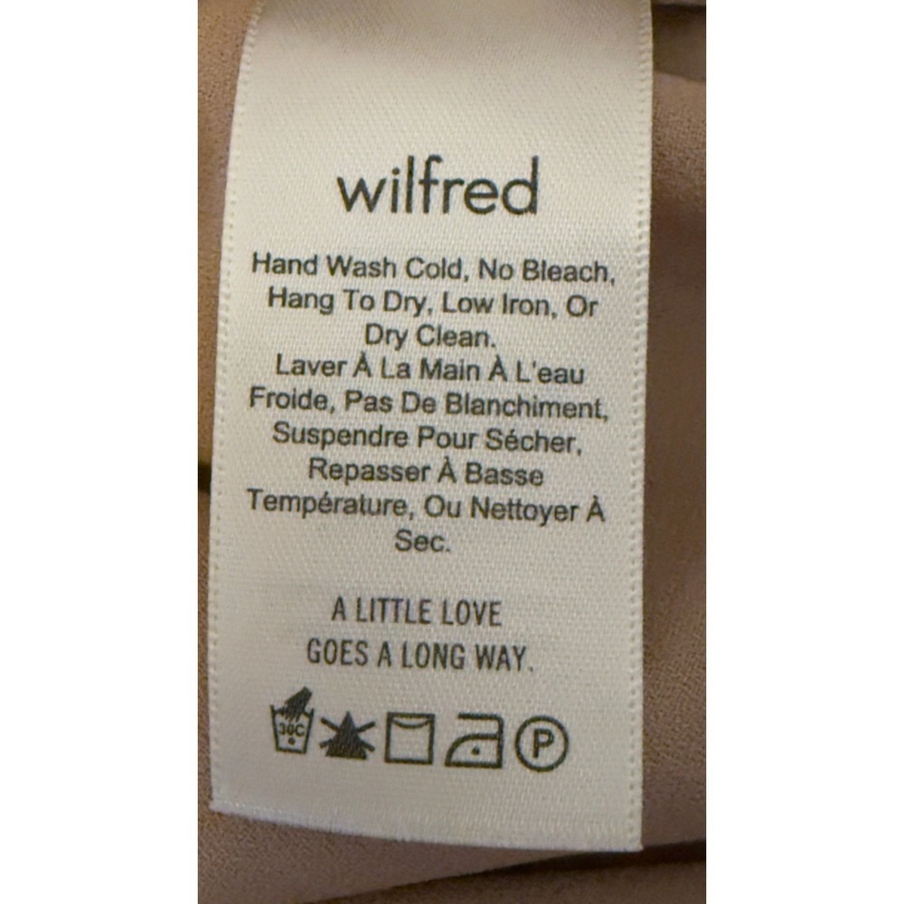 Wilfred Aritzia Off The Shoulder Crop Top Tan Long Sleeve Tie Front Blouse Small - Picture 10 of 10